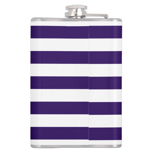 Monogram Nautical Elegant Navy Blue Striped Flask Heupfles (Achterkant)