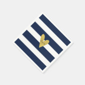Monogram Nautical Gold Heart Wedding Paper Napkin Servet (Hoek)