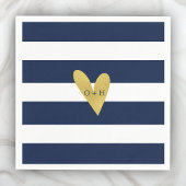Monogram Nautical Gold Heart Wedding Paper Napkin Servet