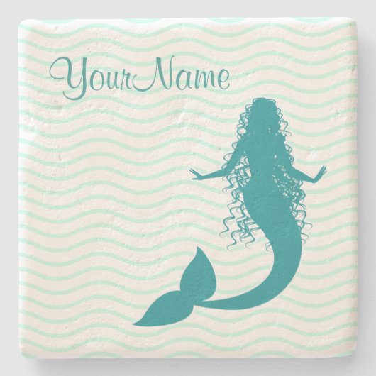 Monogram Nautical Mermaid Stenen Onderzetter (Voorkant)