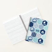 Monogram Nautical Modern Boat Blue Notitieboek (Binnen)
