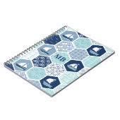 Monogram Nautical Modern Boat Blue Notitieboek (Linkerzijde)