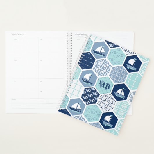 Monogram Nautical Modern Boat Blue Planner (Display)