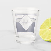 Monogram Nautical Modern Navy Blue Grey Stripes Shot Glas (Achterkant)