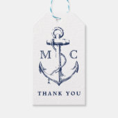 Monogram Nautical Navy Blue Anchor Dank je Cadeaulabel (Voorkant)