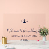 Monogram Nautical Navy Blue Anchor Wedding     Acryl Bord (Huwelijk)