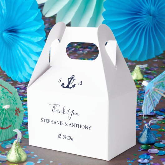 Monogram Nautical Navy Blue Anchor Wedding Bedankdoosjes (Feest)