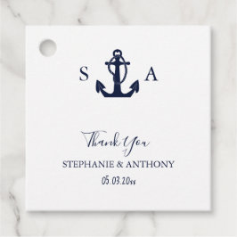 Monogram Nautical Navy Blue Anchor Wedding Bedankjes Labels