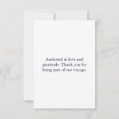 Monogram Nautical Navy Blue Anchor Wedding Bedankkaart (Achterkant)