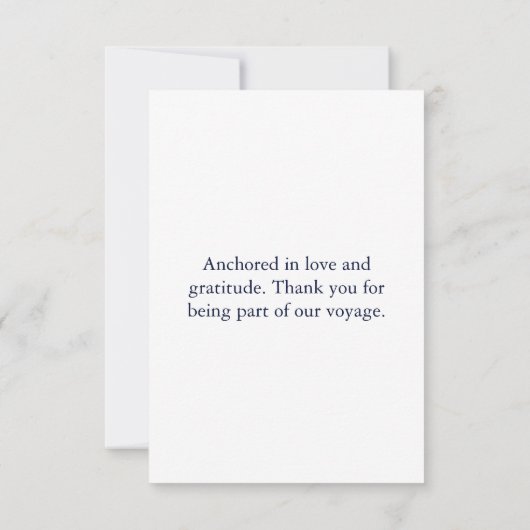 Monogram Nautical Navy Blue Anchor Wedding Bedankkaart (Achterkant)