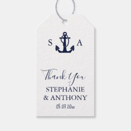 Monogram Nautical Navy Blue Anchor Wedding Cadeaulabel