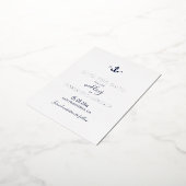 Monogram Nautical Navy Blue Anchor Wedding Folie Feestdagen Briefkaart (Gedraaid)