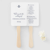 Monogram Nautical Navy Blue Anchor Wedding Handwaaier (Voorkant en achterkant)