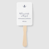 Monogram Nautical Navy Blue Anchor Wedding Handwaaier (Voorkant)