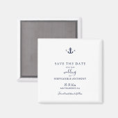Monogram Nautical Navy Blue Anchor Wedding Magneet (Voorkant / Achterkant)
