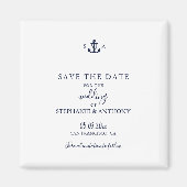 Monogram Nautical Navy Blue Anchor Wedding Magneet (Voorkant)