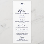 Monogram Nautical Navy Blue Anchor Wedding Menu (Voorkant)