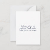 Monogram Nautical Navy Blue Anchor Wedding Notitiekaartje (Achterkant)