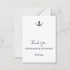 Monogram Nautical Navy Blue Anchor Wedding Notitiekaartje