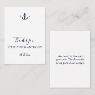 Monogram Nautical Navy Blue Anchor Wedding Notitiekaartje