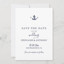 Monogram Nautical Navy Blue Anchor Wedding Save The Date