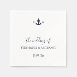 Monogram Nautical Navy Blue Anchor Wedding Servet