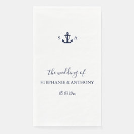 Monogram Nautical Navy Blue Anchor Wedding Servet