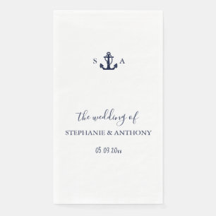 Monogram Nautical Navy Blue Anchor Wedding Servet