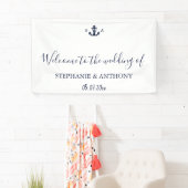 Monogram Nautical Navy Blue Anchor Wedding Spandoek (Insitu)