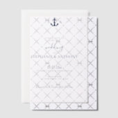 Monogram Nautical Navy Blue Anchor Wedding Vellum Uitnodigingen (Offset (Uitnodiging))