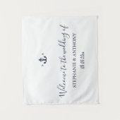 Monogram Nautical Navy Blue Anchor Wedding     Wandkleed (Voorkant)