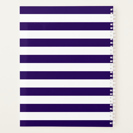 Monogram Nautical Navy Blue Stripes Planner (Achterkant)