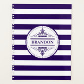 Monogram Nautical Navy Blue Stripes Planner (Voorkant)