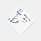 Monogram Nautical Sketch Anchor | Weddenschap Servet (Hoek)