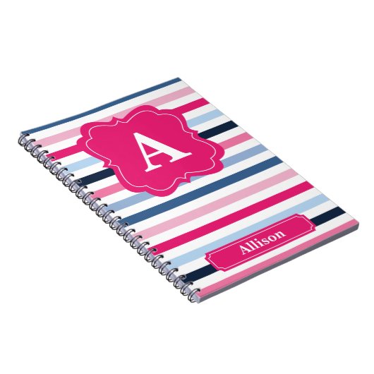 Monogram Nautical Stripes Notitieboek (Rechterzijde)