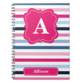 Monogram Nautical Stripes Notitieboek (Voorkant)
