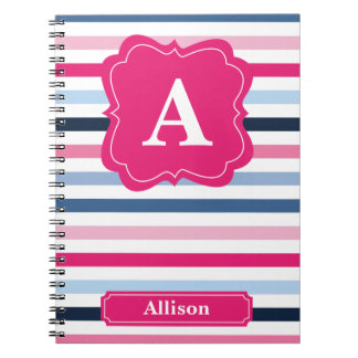 Monogram Nautical Stripes Notitieboek