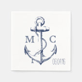 Monogram Nautical White Anchor Servet (Voorkant)