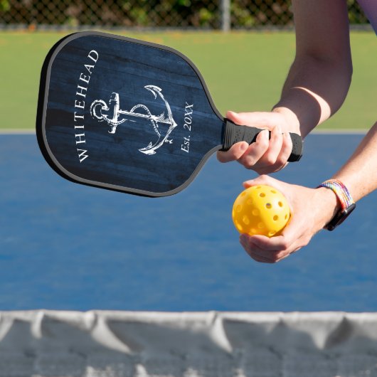 Monogram Nautilus Anker Marineblauw Hout Pickleball Paddle (Insitu)