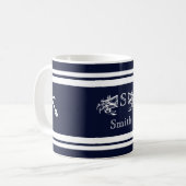 Monogram Nautilus Elegant Blauw Witte Krabanker C Koffiemok (Voorkant links)