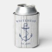 Monogram Nautilusanker Witte Hout Blikjeskoeler (Blikje Voorkant)