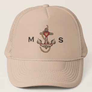 Monogram. Nautisch. Anchor Tattoo. Trucker Pet