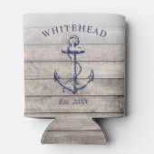 Monogram nautisch anker beige hout blikjeskoeler (Achterkant)