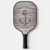 Monogram nautisch anker beige hout pickleball paddle (Voorkant)