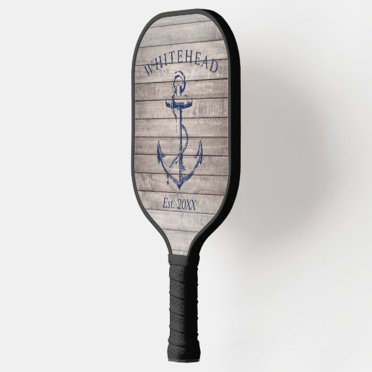 Monogram nautisch anker beige hout pickleball paddle (Links)