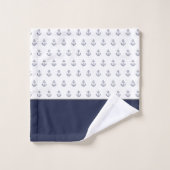 Monogram Nautisch Anker Blauw Wit Kust Bad Handdoek (Wasdoekje)