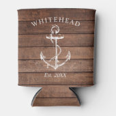 Monogram nautisch anker bruin hout blikjeskoeler (Voorkant)