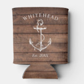 Monogram nautisch anker bruin hout blikjeskoeler (Achterkant)