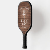 Monogram nautisch anker bruin hout pickleball paddle (Links)