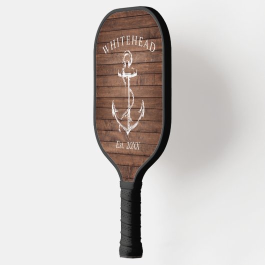 Monogram nautisch anker bruin hout pickleball paddle (Links)